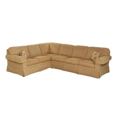 Sherrill Two-Piece Sectional Sofa in Gold Upholstery