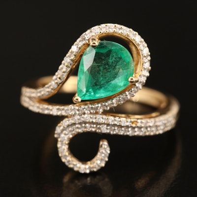 18K 1.26 CT Emerald and 0.20 CTW Diamond Ring