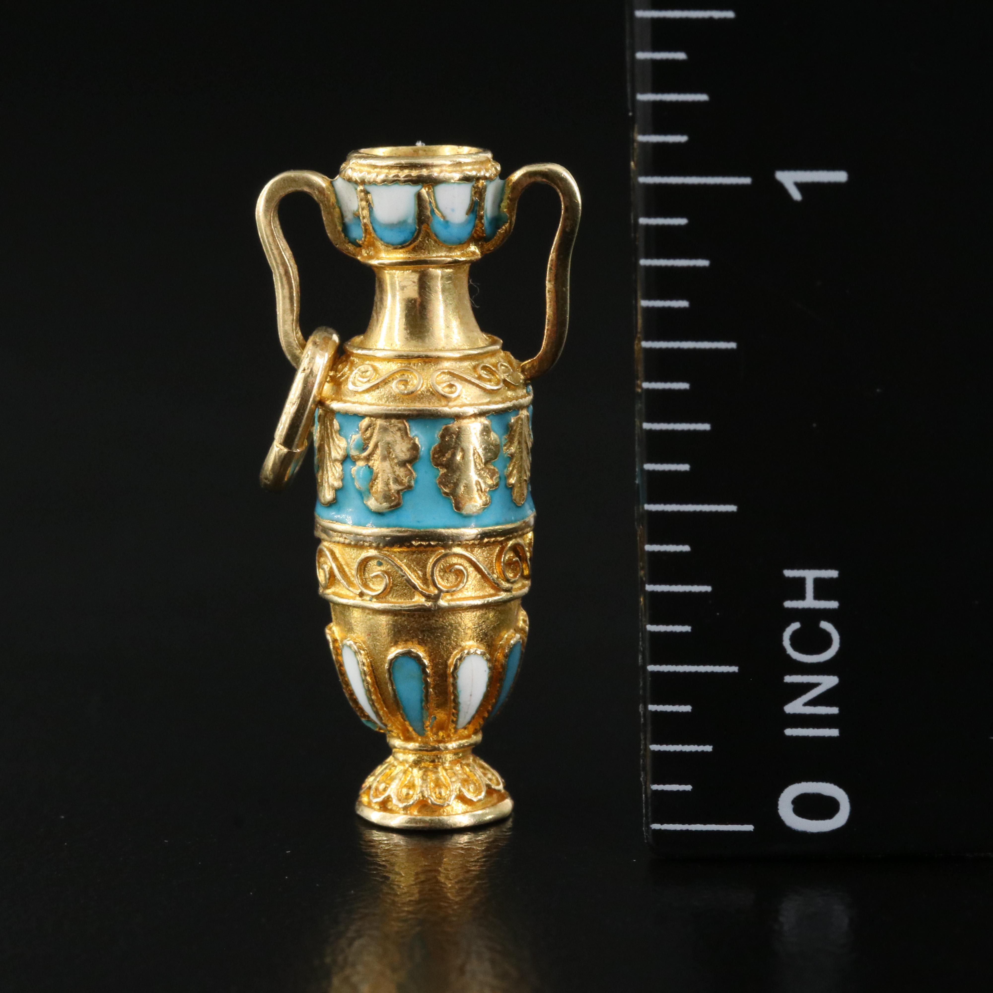 18K Enameled Greek Amphora Pendant EBTH