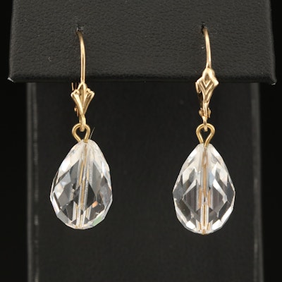 14K Glass Crystal Drop Earring