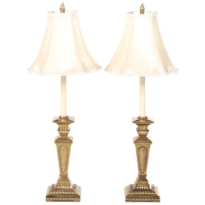 Pair of Stiffel Brass Candlestick-Form Table Lamps
