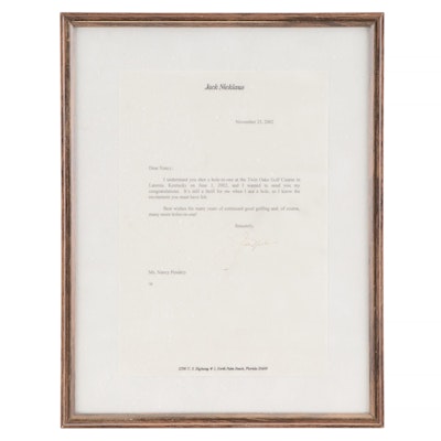 Jack Nicklaus Signed Framed Personalized Letter