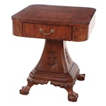 George III Style String-Inlaid Cherrywood and Composite Pedestal Side Table