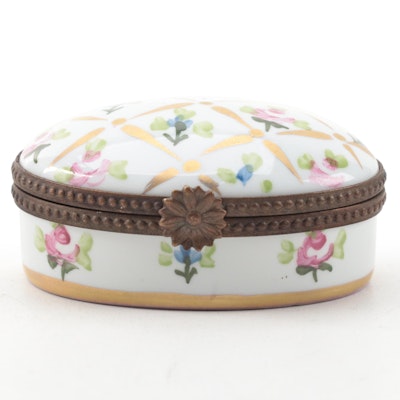 Floral Hand-Painted Porcelain Limoges Box