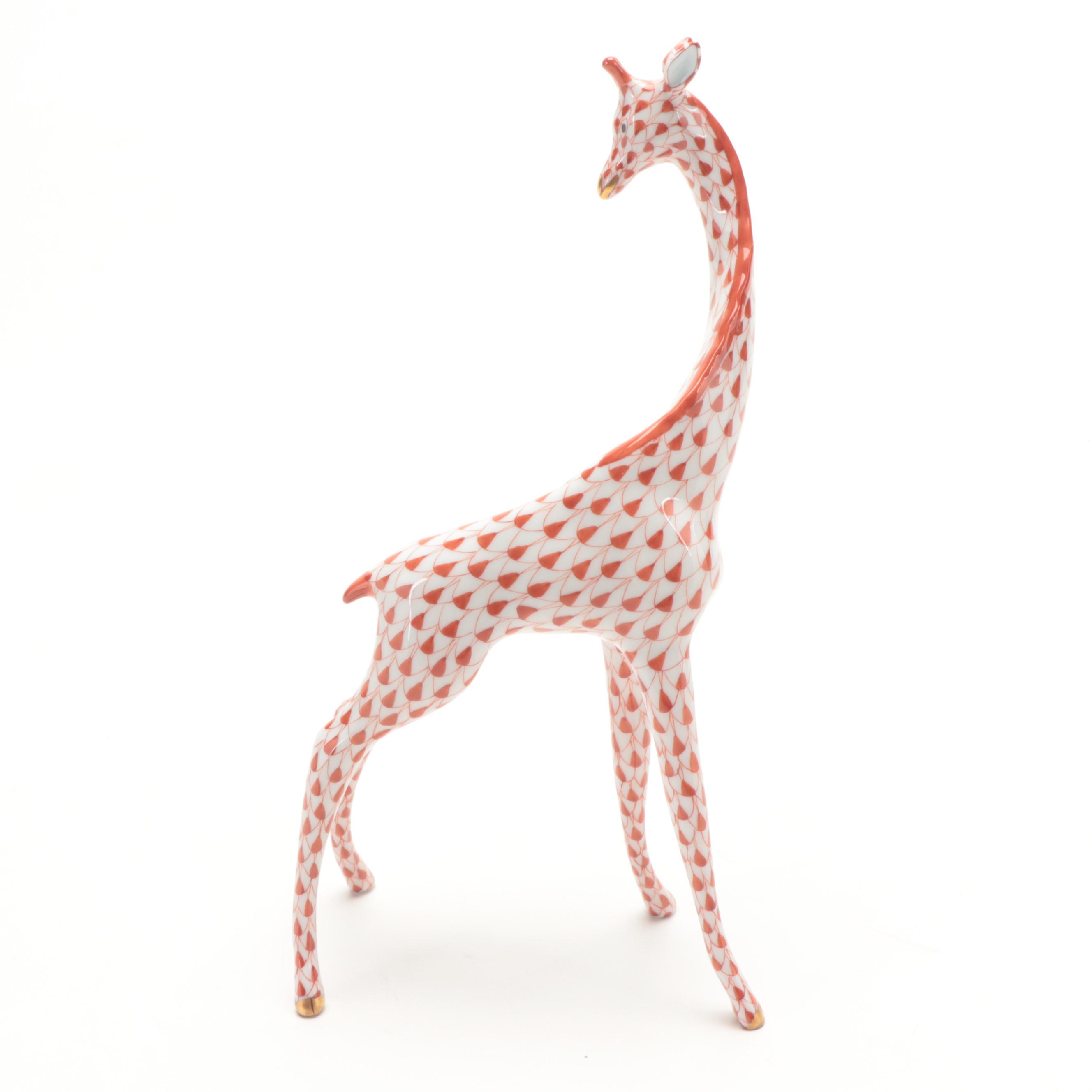 Herend Rust With Gold Porcelain Giraffe Figurine EBTH