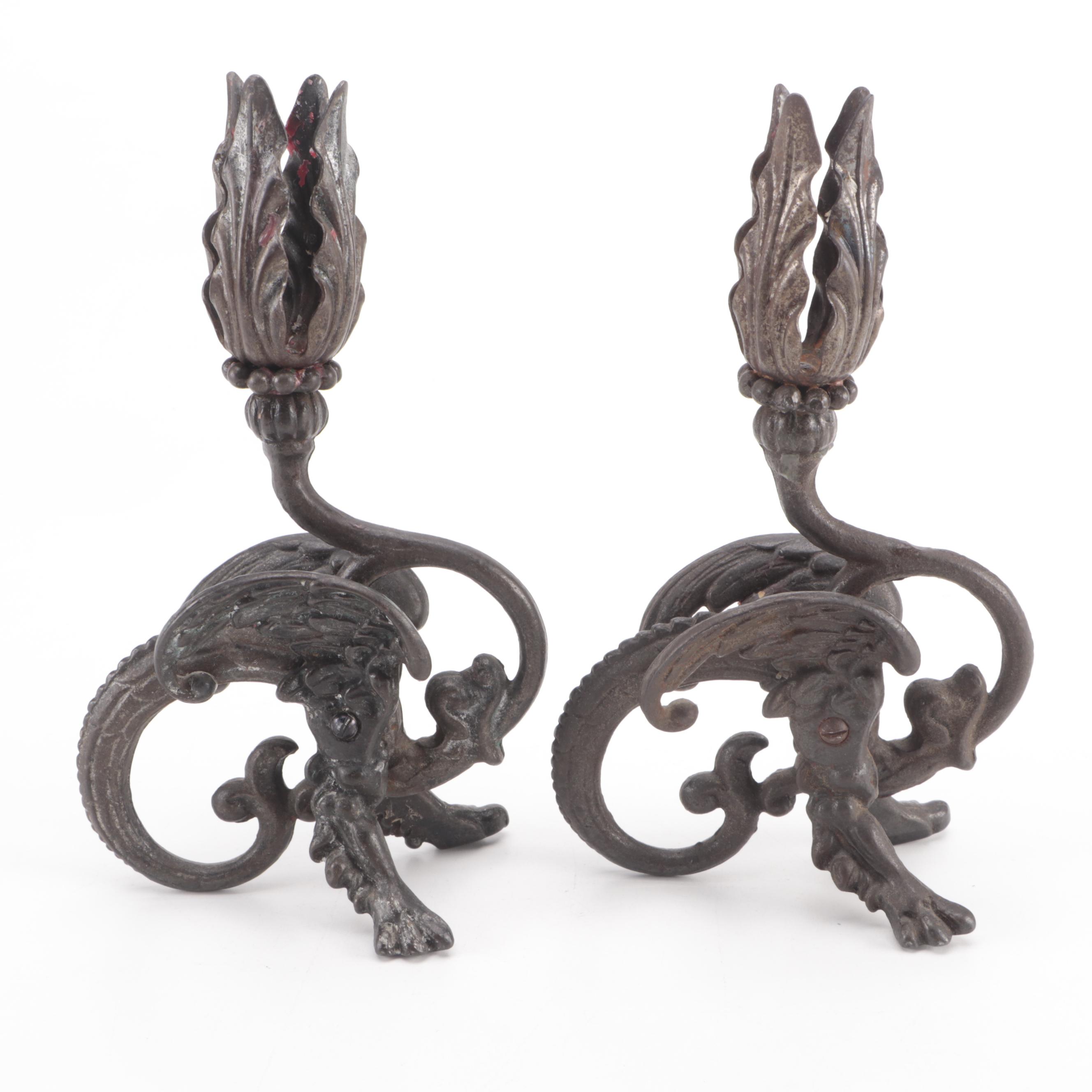 Cast Iron Dragon Taper Candle Holders EBTH