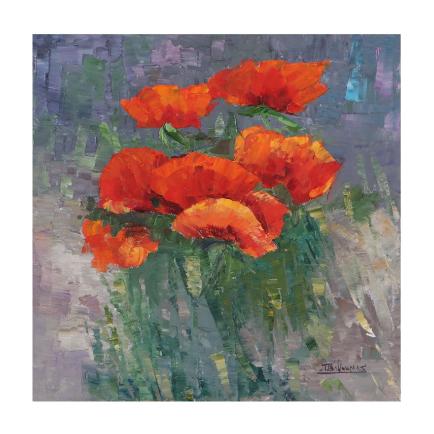 James Baldoumas Oil Painting "Poppies," 2022