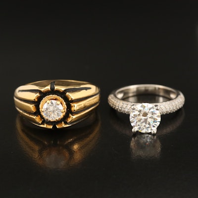 Sterling Moissanite and Cubic Zirconia Rings