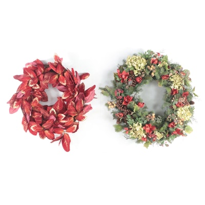 Christmas and Fall Themed Artificial Wreaths