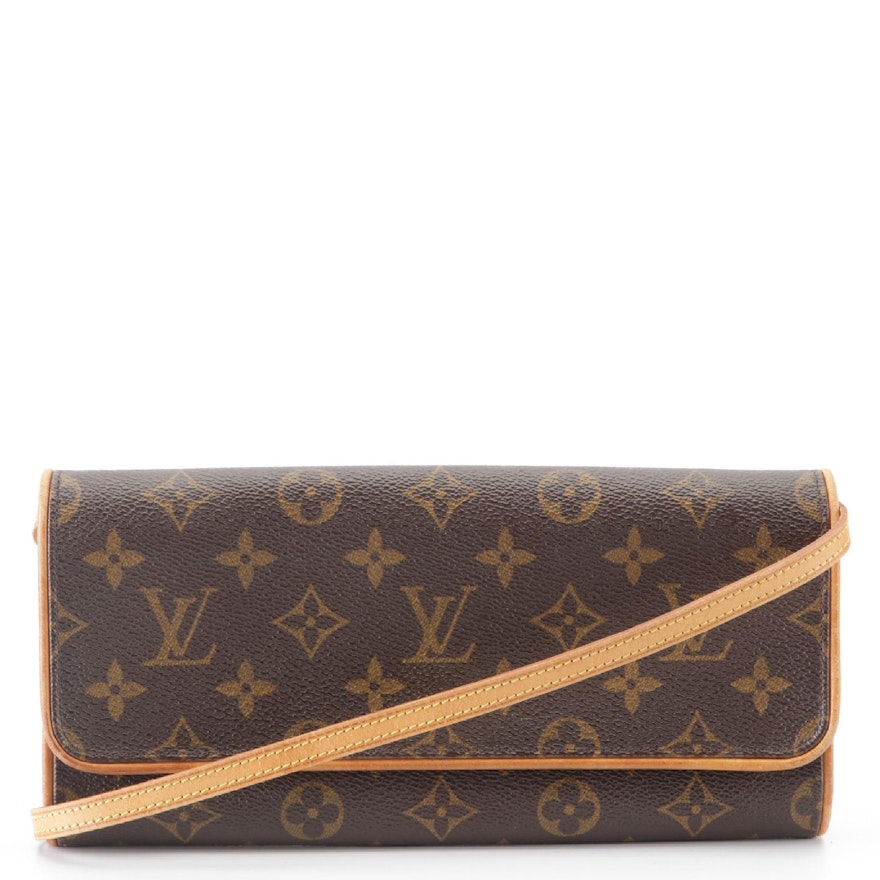 Louis Vuitton Pochette Twin GM Bag in Monogram Canvas and Vachetta Leather