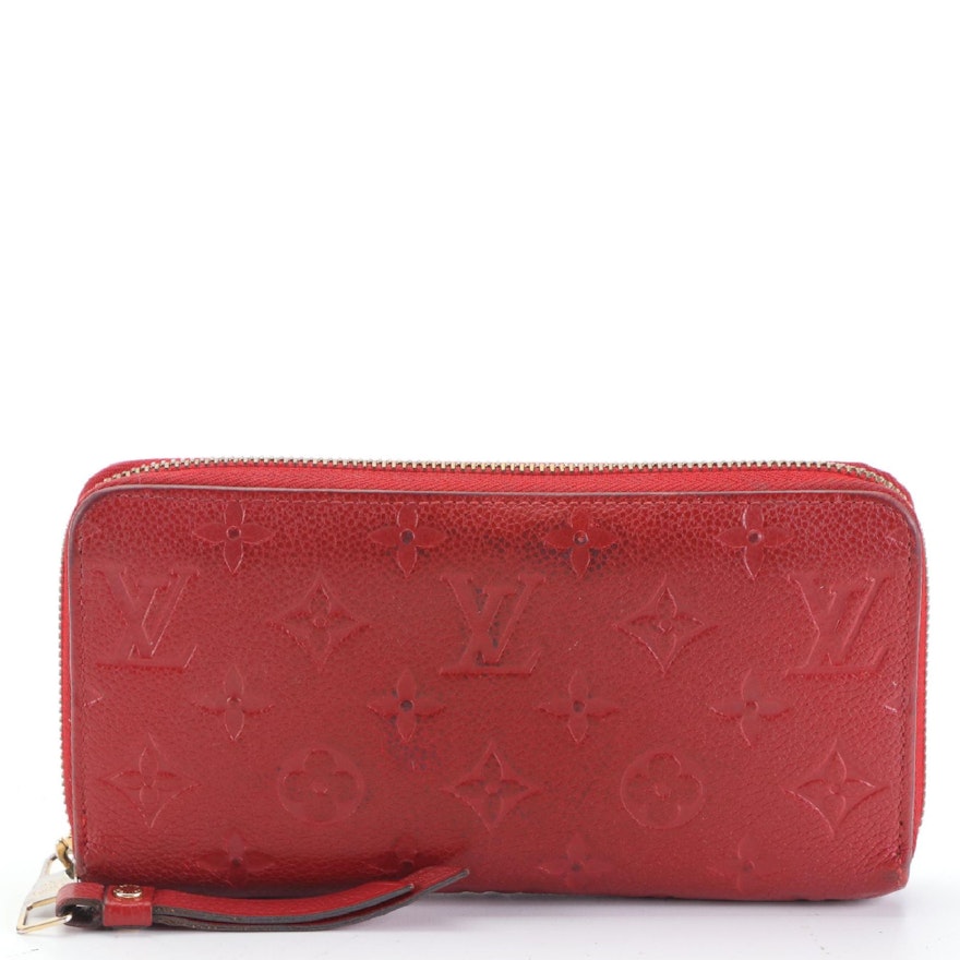 Louis Vuitton Zippy Wallet in Red Empreinte Leather with Box