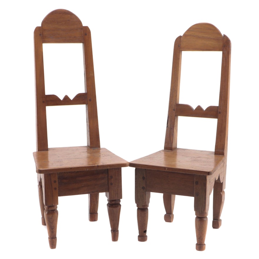 Mahogany Cathedral Backed Hand Pegged Children's Chairs