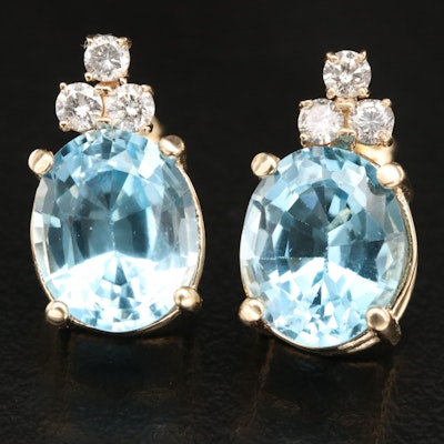 14K Sky Blue Topaz and Diamond Earrings