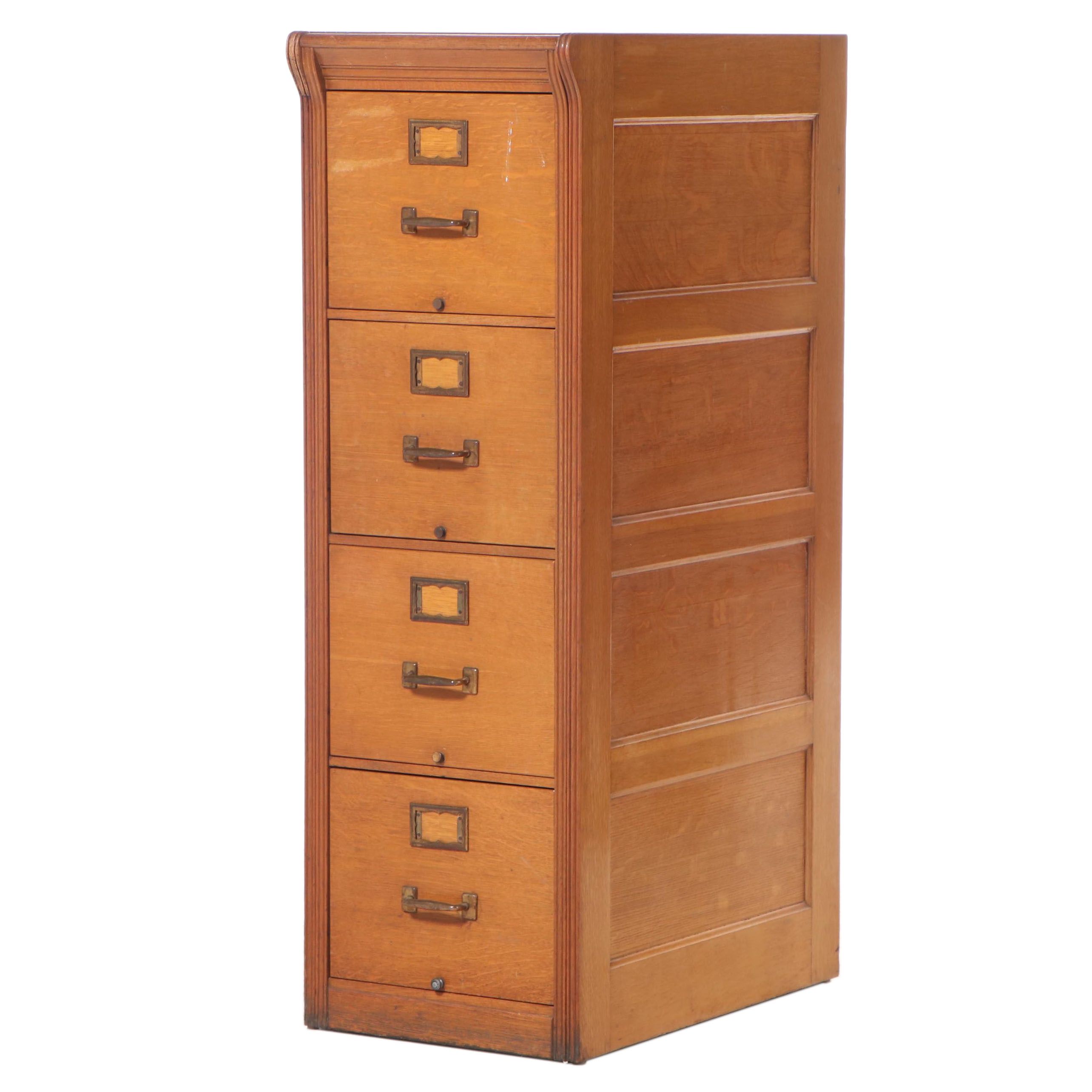 American Quartersawn Oak FourDrawer File Early to Mid 20th