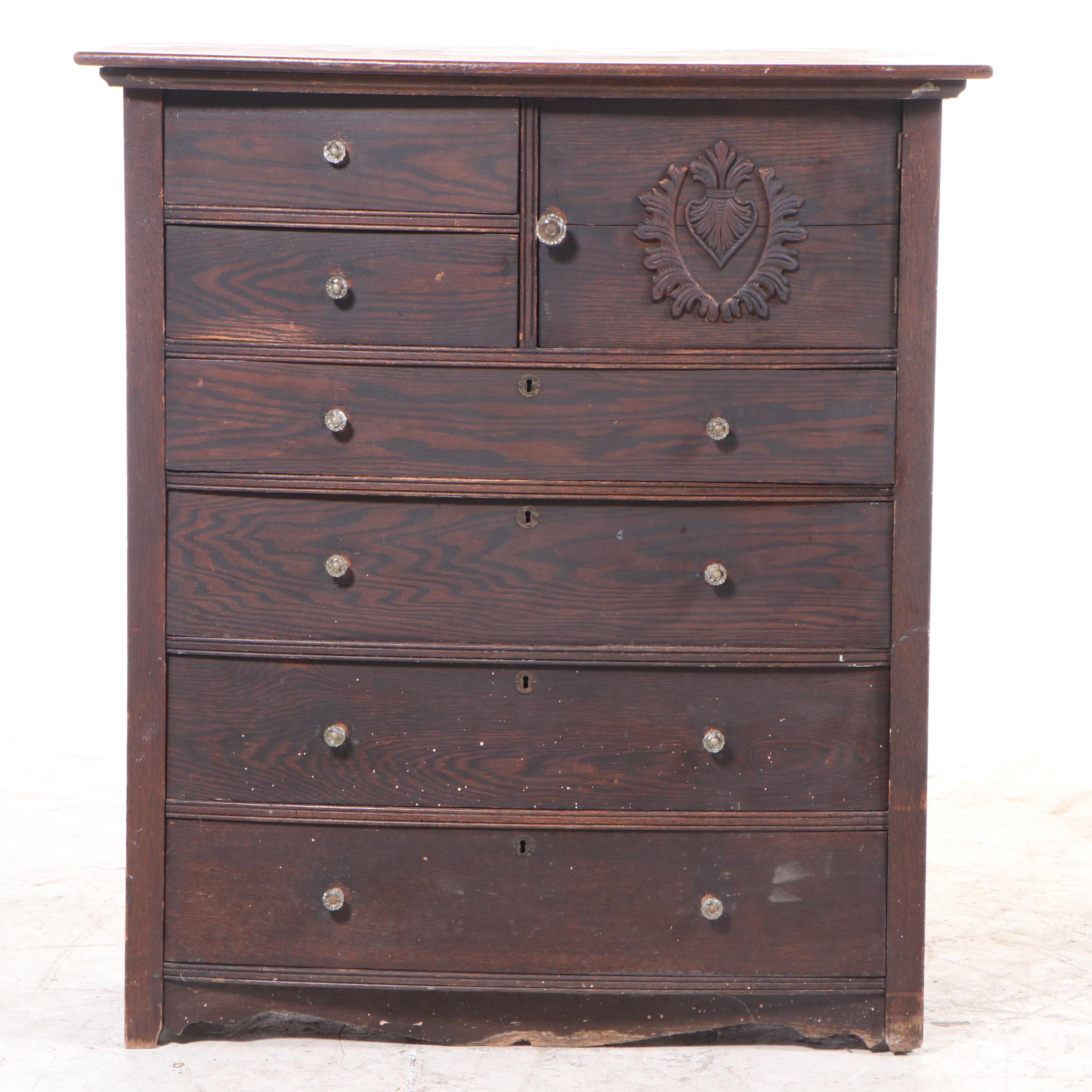 Late Victorian Oak SixDrawer Hat Box Chest, circa 1900 EBTH