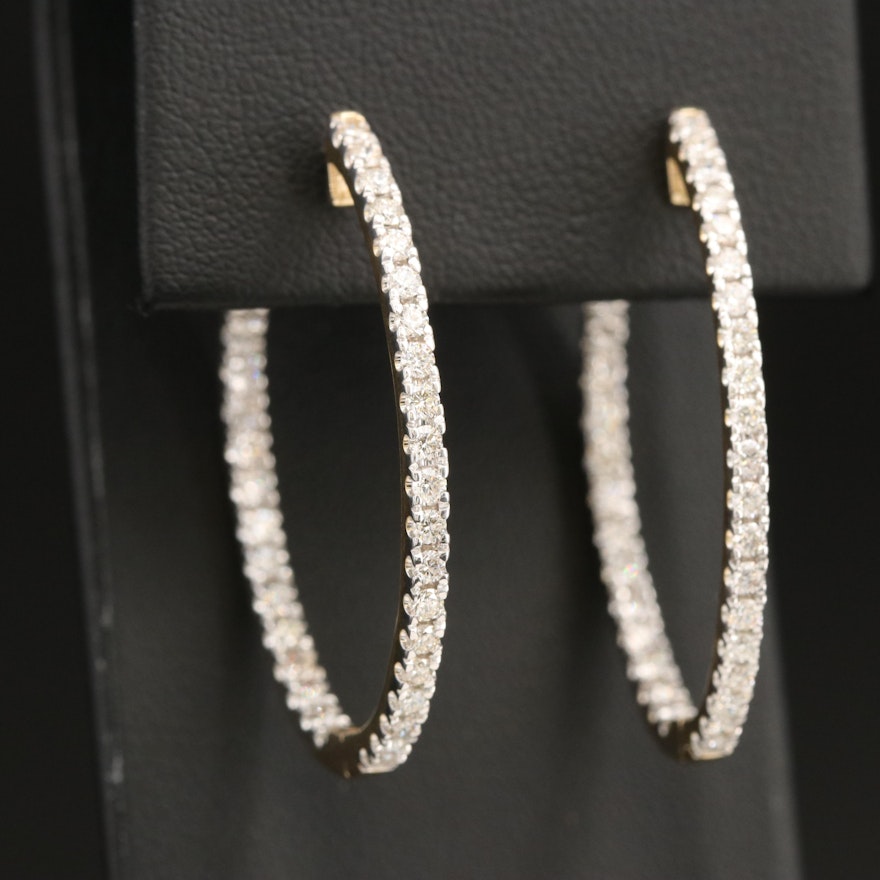 14K 1.78 CTW Diamond Inside-Out Hoop Earrings