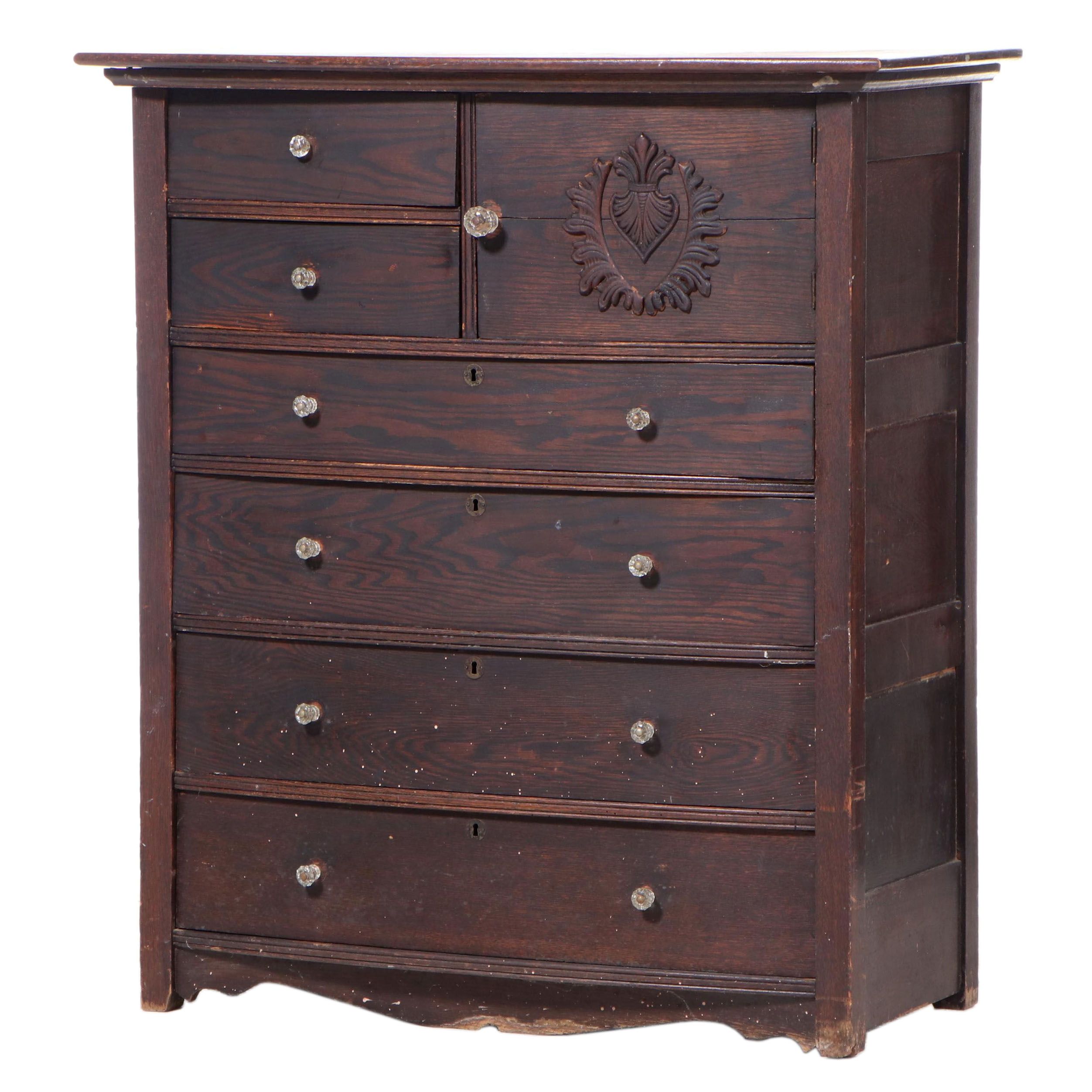 Late Victorian Oak SixDrawer Hat Box Chest, circa 1900 EBTH