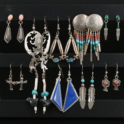 Eric and Carol Fierro Navajo Diné and Southwestern Sterling Earring Selection