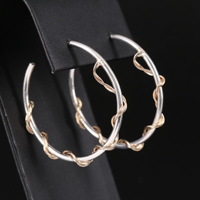Sterling Hoop Earrings with Braided Details
