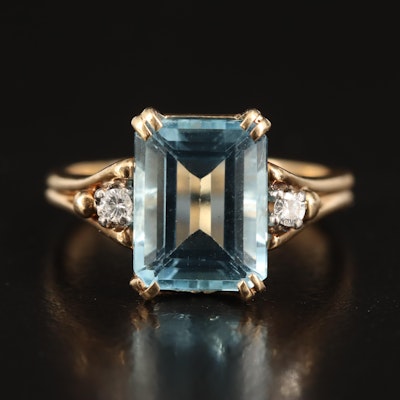Vintage F&F Felger Inc. 14K Aquamarine and Diamond Ring