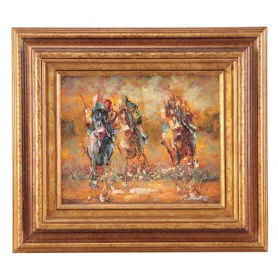 Oil Painting of a Horse Race, 21st century