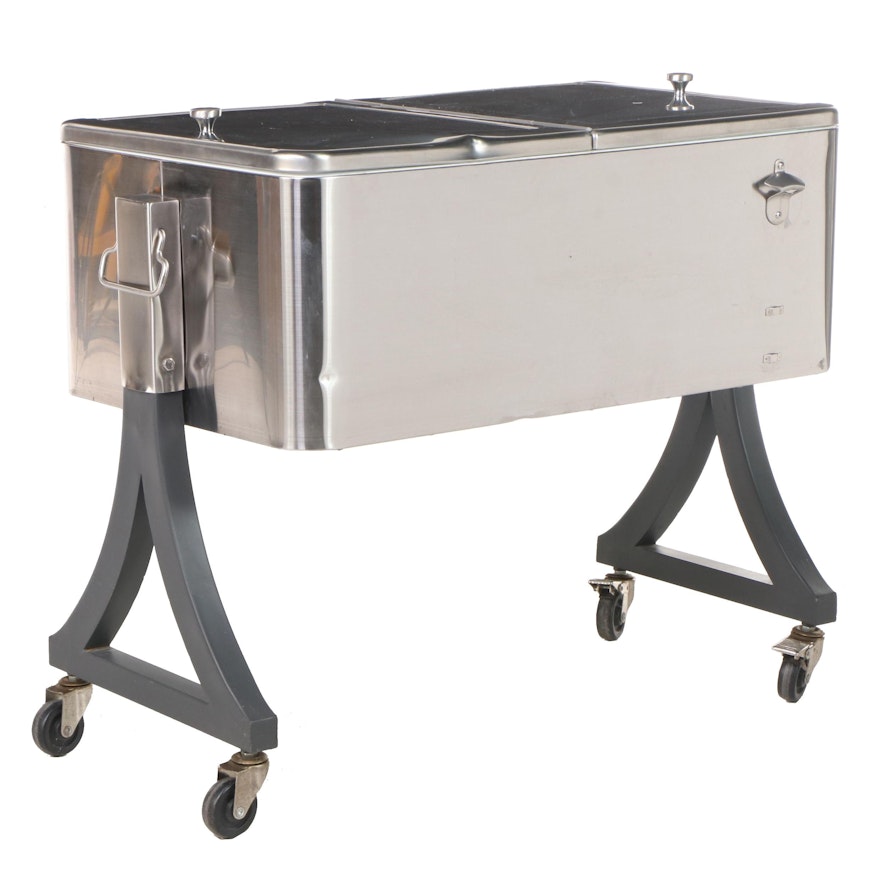 Stainless Steel Drinks Cooler on Rolling Stand
