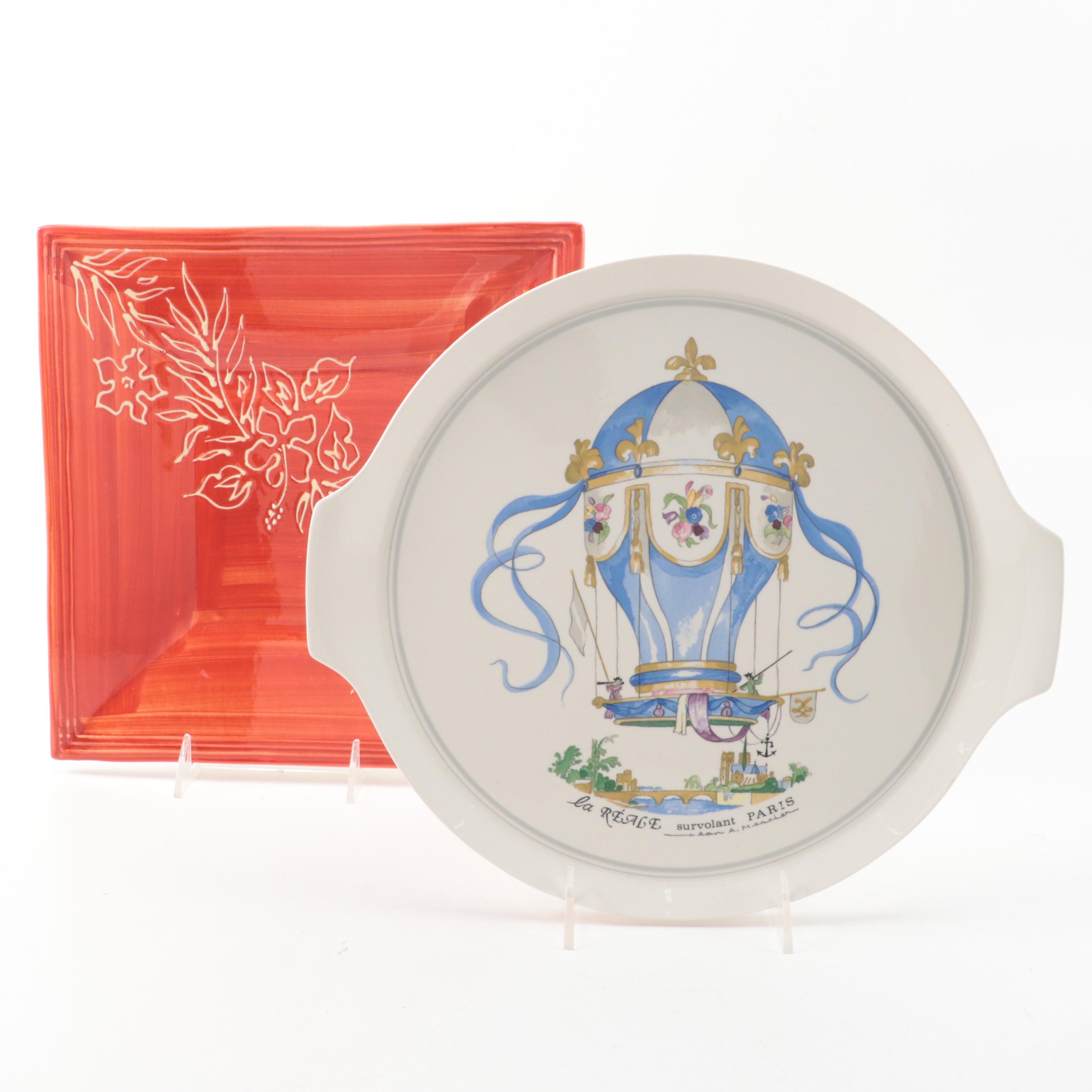 Villeroy & Boch "Le Ballon" Handled Cake Plate with French Ceramic