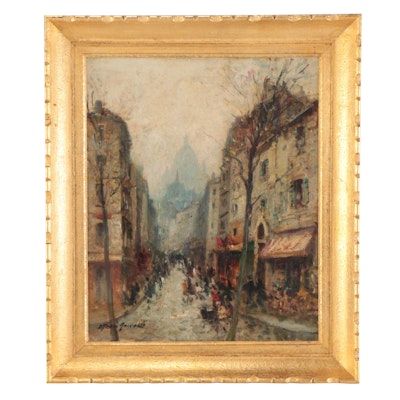 Merio Ameglio Oil Painting of Parisian City Scene