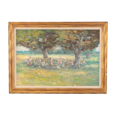George LePore Impressionist Style Oil Painting "Picnic In New London"