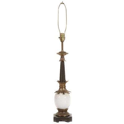 Stiffel Brass and Porcelain Table Lamp, Mid-20th Century