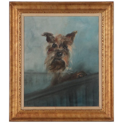 Sonia Torres Oil Painting of Yorkshire Terrier, Late 20th Century