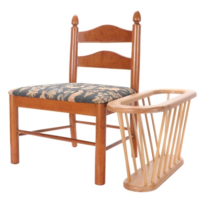 Maple Ladder-Back Child's Chair with Umanoff Style Magazine Rack