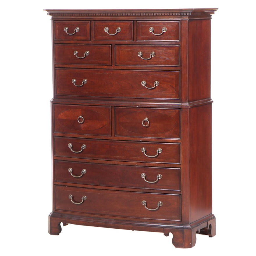 Universal Furniture Chippendale Style Cherrywood Bowfront Eleven-Drawer Chest