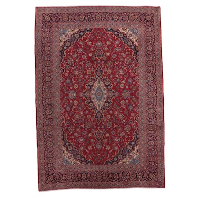 8'10 x 12'10 Hand-Knotted Persian Kashan Room Sized Rug