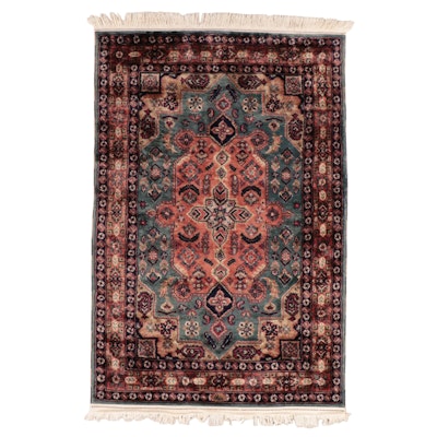 4' x 6'9 Hand-Knotted Indo-Persian Style Area Rug