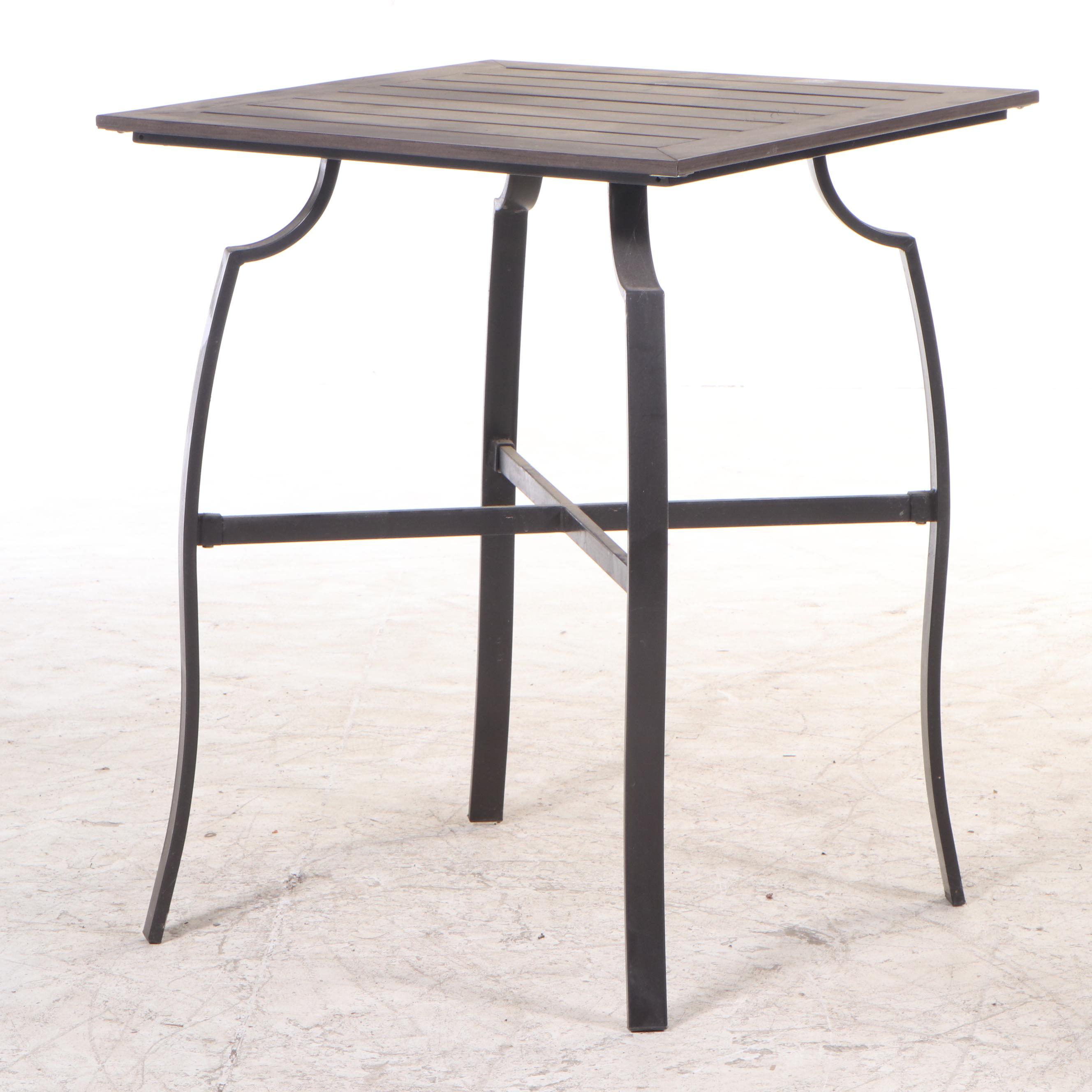WoodGrained Patio Table with Barstools EBTH