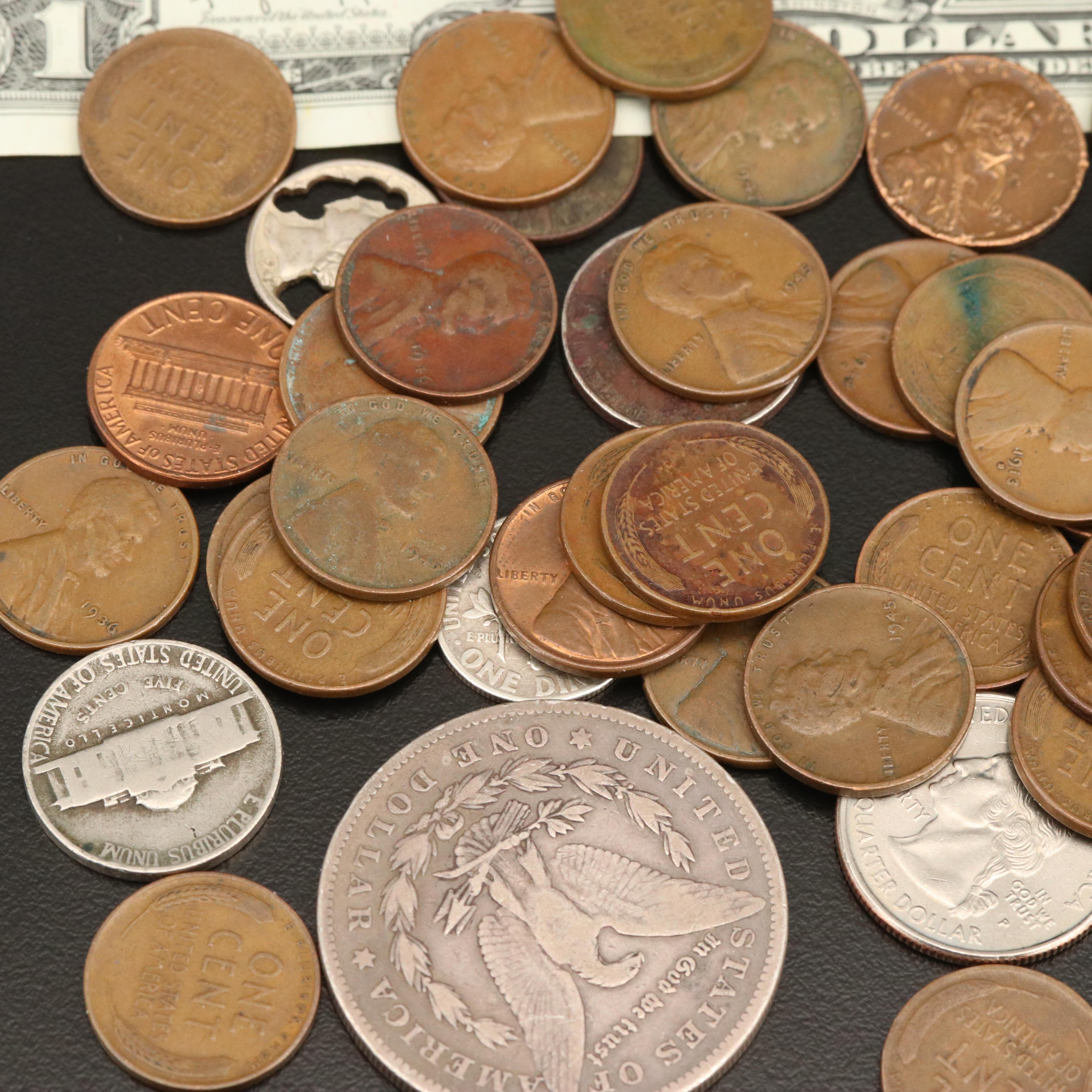 Group of United States Copper and Silver Coins and Paper Money | EBTH