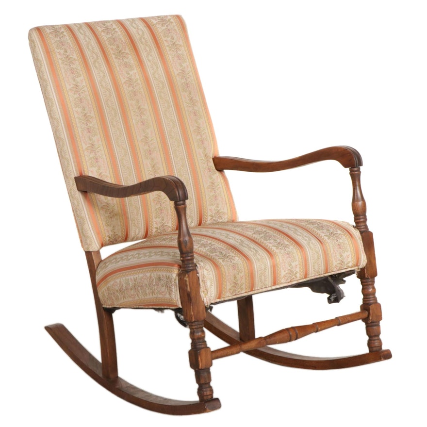 American Primitive Elm Rocking Armchair, Early 20th Century