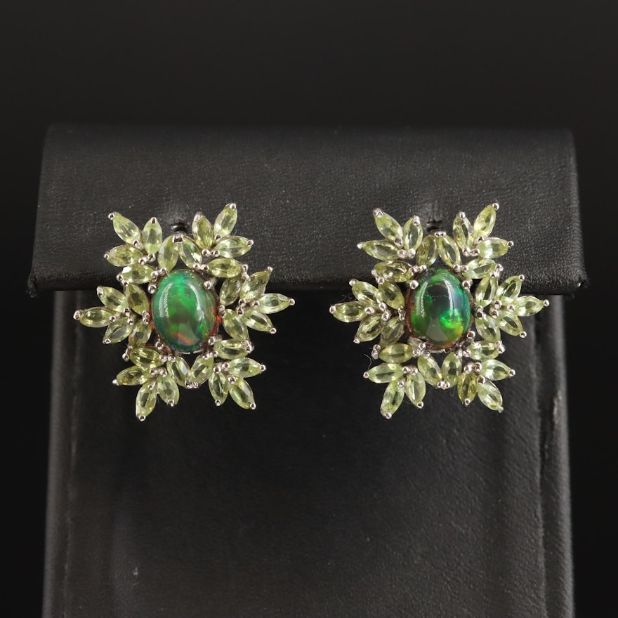 Sterling Opal and Peridot Earrings