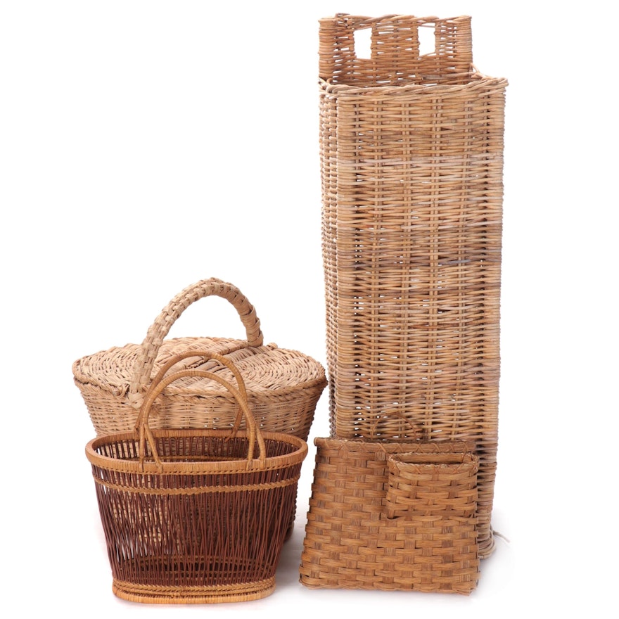 Handmade Woven Wood and Wicker  Baskets