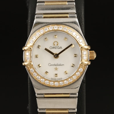 1998 Omega Constellation 18K Factory Diamond Bezel Wristwatch