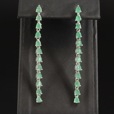 Sterling Emerald Link Earrings