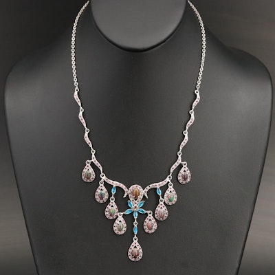 Sterling Opal, Apatite and Garnet Necklace