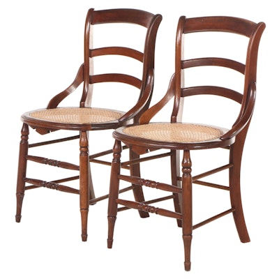 Pair of Victorian Walnut Ladderback Side Chairs, Late 19th Century