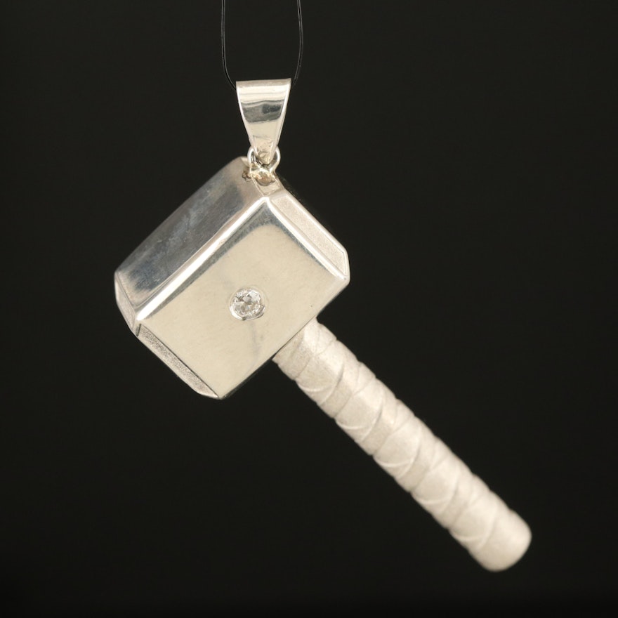 Sterling Diamond Mjölnir Pendant