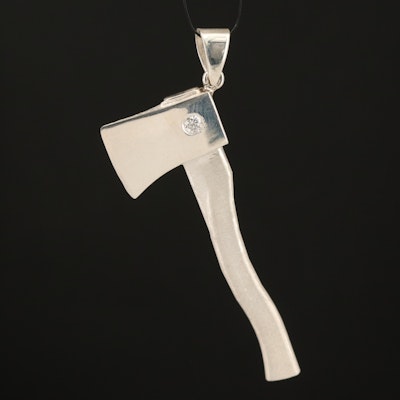 Sterling and Diamond Axe Pendant