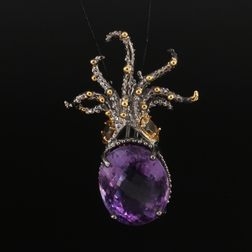 Sterling Amethyst and Citrine Pendant