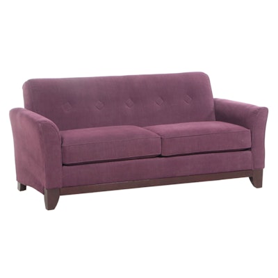 La-Z-Boy Purple Upholstered Sofa with Diamond-Buttoned Back