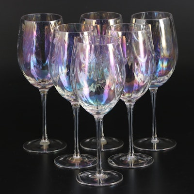 Hand Made Loop Optic Iridescent Wine Glasses