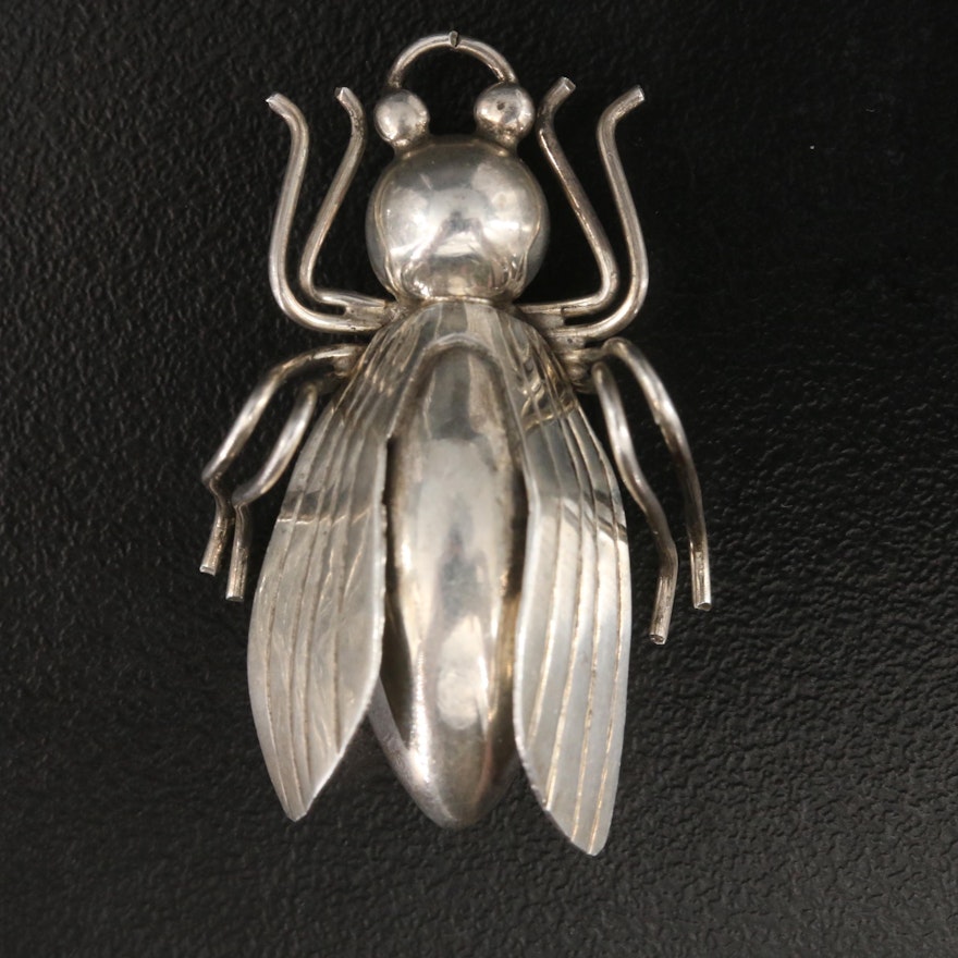 Mexican Sterling Insect with Wings Converter Brooch